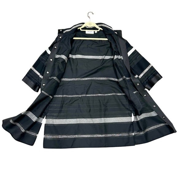 Per Se by Carlisle Striped Black Metallic Trim Coat – Size 16 - Picture 3 of 4